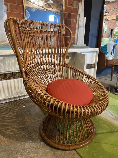 Franco Albini Pair of Two Mid Century Italian Margherita Rattan Armchairs By Franco Albini