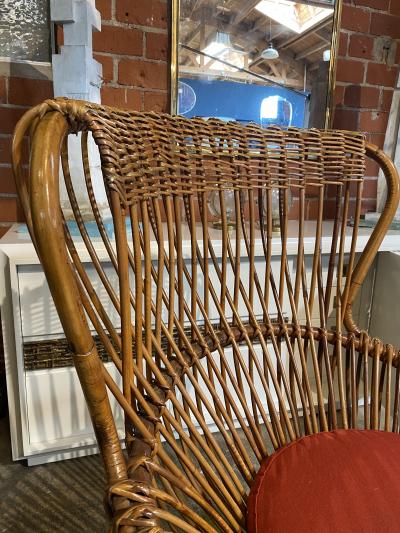 Franco Albini Pair of Two Mid Century Italian Margherita Rattan Armchairs By Franco Albini