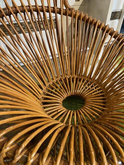 Franco Albini Pair of Two Mid Century Italian Margherita Rattan Armchairs By Franco Albini