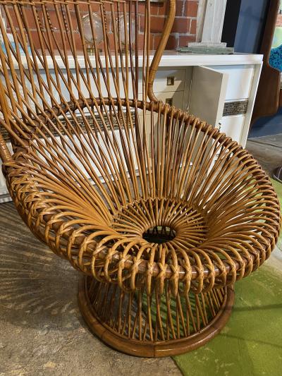 Franco Albini Pair of Two Mid Century Italian Margherita Rattan Armchairs By Franco Albini