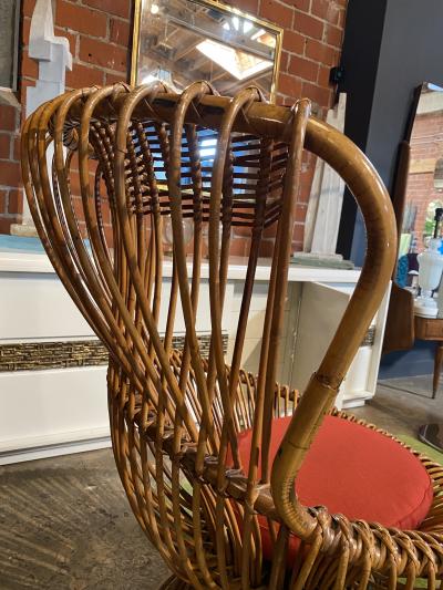 Franco Albini Pair of Two Mid Century Italian Margherita Rattan Armchairs By Franco Albini