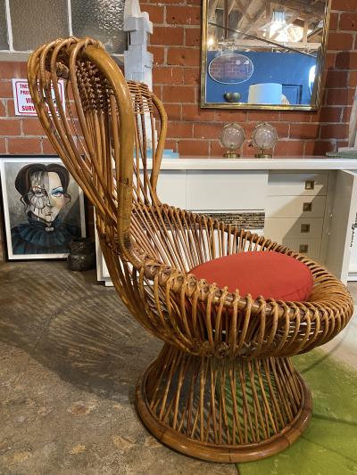 Franco Albini Pair of Two Mid Century Italian Margherita Rattan Armchairs By Franco Albini