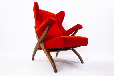 Franco Albini Red Mid Century Modern Fiorenza Armchair by Franco Albini for Arflex