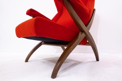Franco Albini Red Mid Century Modern Fiorenza Armchair by Franco Albini for Arflex