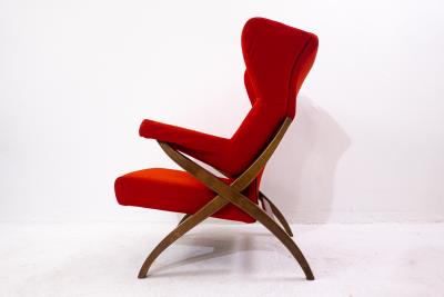Franco Albini Red Mid Century Modern Fiorenza Armchair by Franco Albini for Arflex