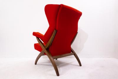 Franco Albini Red Mid Century Modern Fiorenza Armchair by Franco Albini for Arflex