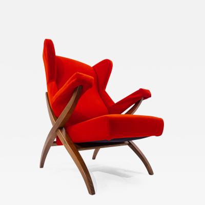 Franco Albini Red Mid Century Modern Fiorenza Armchair by Franco Albini for Arflex
