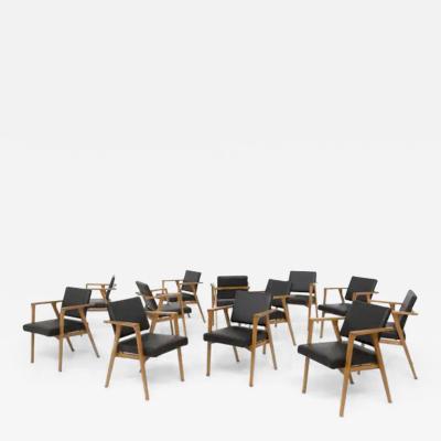 Franco Albini Twelve Chairs Attr to Franco Albini in Wood and Leather