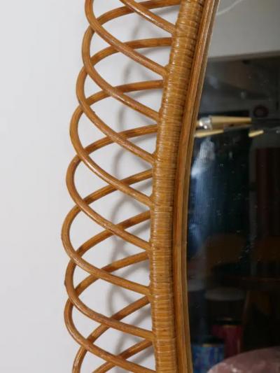 Franco Albini Two large rattan bamboo wall mirror