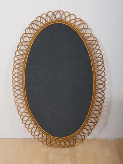 Franco Albini Two large rattan bamboo wall mirror