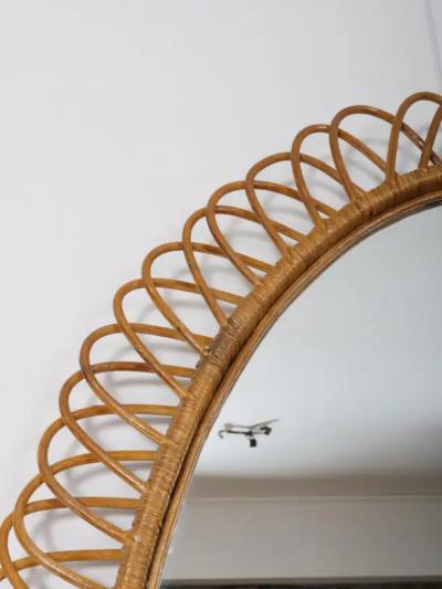 Franco Albini Two large rattan bamboo wall mirror