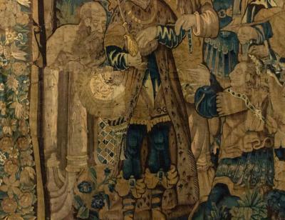Franco Belgian 17th Century Tapestry of Military Figures