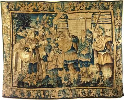Franco Belgian 17th Century Tapestry of Military Figures