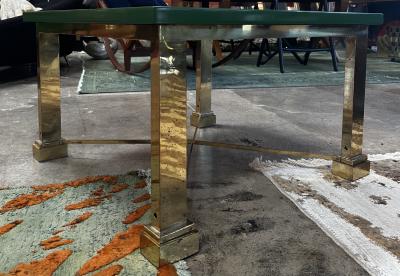 Franco Bucci Mid Century Italian Green and Brass Coffee Table 1980s by Sergio Bucci