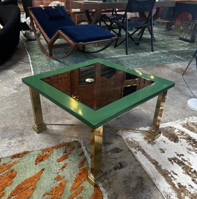 Franco Bucci Mid Century Italian Green and Brass Coffee Table 1980s by Sergio Bucci