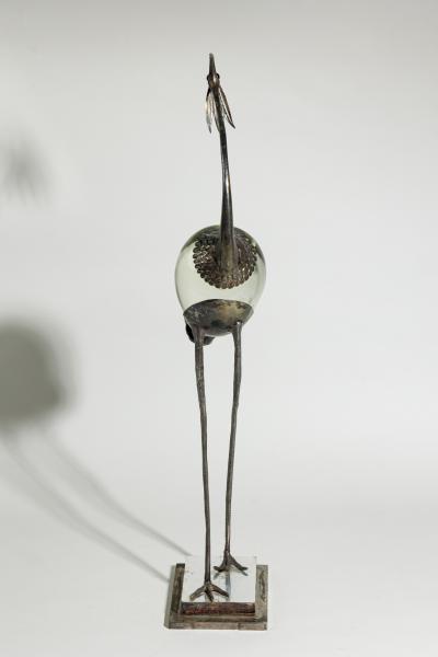 Franco Lafini Italian Mid Century SIlver Plate and Crystal Crane