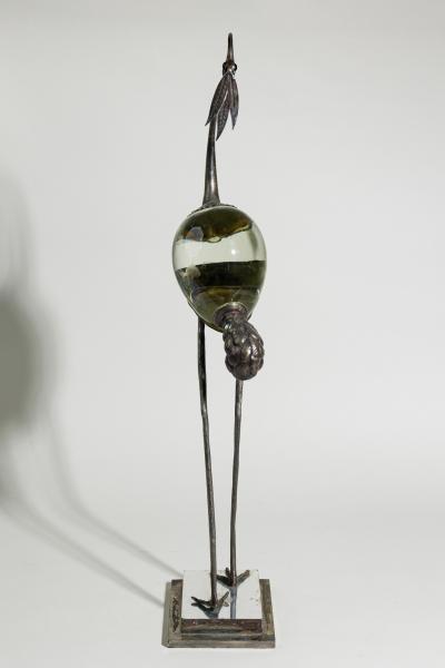 Franco Lafini Italian Mid Century SIlver Plate and Crystal Crane