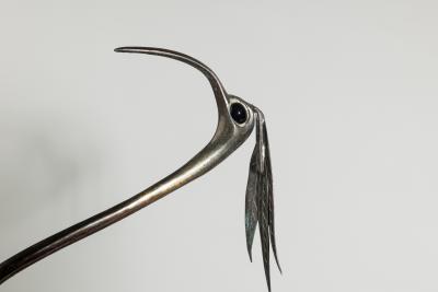 Franco Lafini Italian Mid Century SIlver Plate and Crystal Crane
