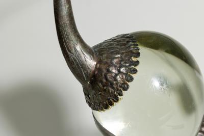Franco Lafini Italian Mid Century SIlver Plate and Crystal Crane