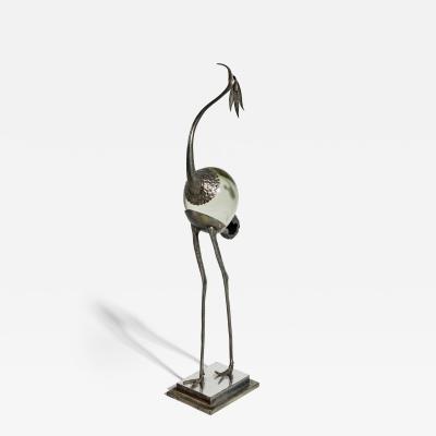 Franco Lafini Italian Mid Century SIlver Plate and Crystal Crane