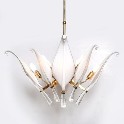 Franco Luce Mid Century Expansive Leaf Form Chandelier in Brass Fittings by Franco Luce