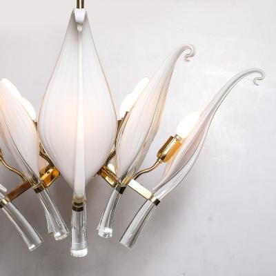 Franco Luce Mid Century Expansive Leaf Form Chandelier in Brass Fittings by Franco Luce