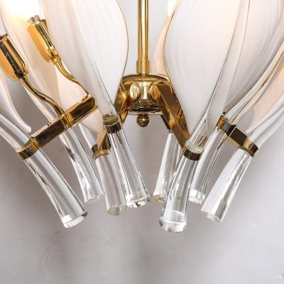 Franco Luce Mid Century Expansive Leaf Form Chandelier in Brass Fittings by Franco Luce