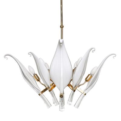 Franco Luce Mid Century Expansive Leaf Form Chandelier in Brass Fittings by Franco Luce
