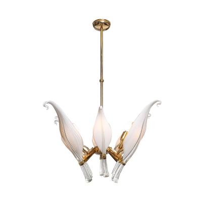 Franco Luce Mid Century Expansive Leaf Form Chandelier in Brass Fittings by Franco Luce