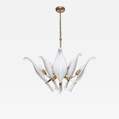 Franco Luce Mid Century Expansive Leaf Form Chandelier in Brass Fittings by Franco Luce