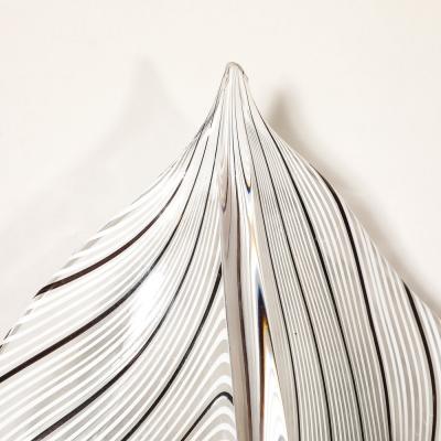 Franco Luce Mid Century Hand Blown Black Linear Murano Glass Leaf Sconces by Franco Luce