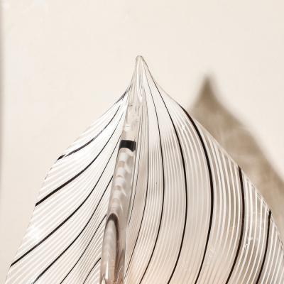 Franco Luce Mid Century Hand Blown Black Linear Murano Glass Leaf Sconces by Franco Luce