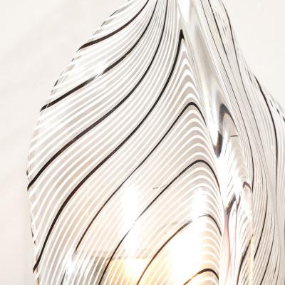 Franco Luce Mid Century Hand Blown Black Linear Murano Glass Leaf Sconces by Franco Luce