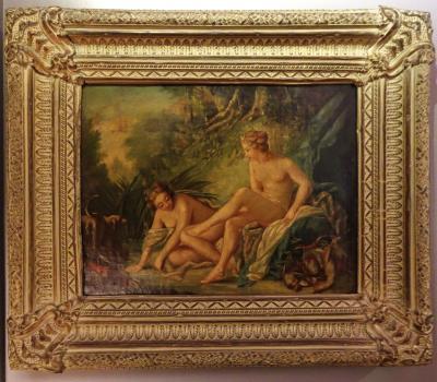 Francois Boucher Diane Sortant du Bain after Francois Boucher in Pressed Tin Frame 1875