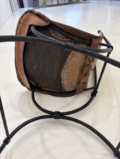 Francois Thevenin Pair of Wrought Iron and Leather Attributed to Sido and Fran ois Th venin