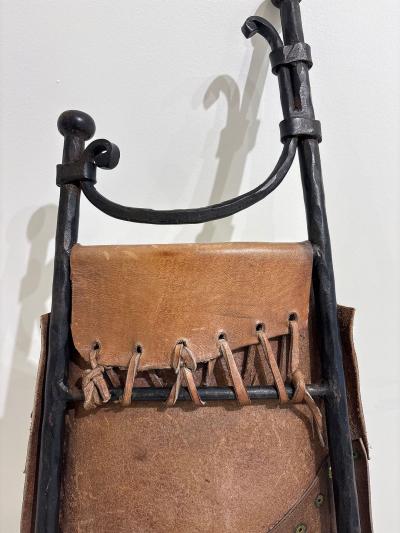 Francois Thevenin Pair of Wrought Iron and Leather Attributed to Sido and Fran ois Th venin