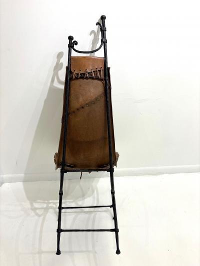 Francois Thevenin Pair of Wrought Iron and Leather Attributed to Sido and Fran ois Th venin