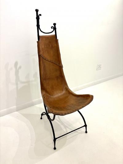 Francois Thevenin Pair of Wrought Iron and Leather Attributed to Sido and Fran ois Th venin