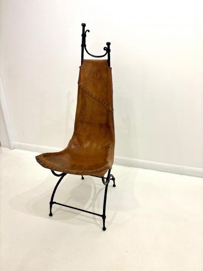 Francois Thevenin Pair of Wrought Iron and Leather Attributed to Sido and Fran ois Th venin
