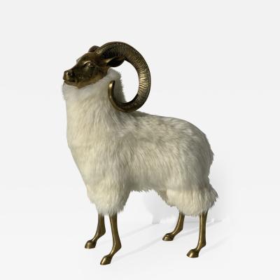 Francois Xavier Lalanne Brass Sheep or Ram Sculpture in Icelandic Fur