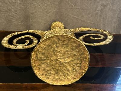 Francois Xavier Lalanne FORGED BRASS RAM HEAD CANDLE HOLDER IN THE MANNER OF FRANCOIS XAVIER LALANNE