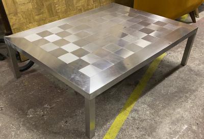 Francoise See Francoise See large brushed steel check square coffee table