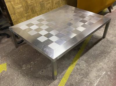 Francoise See Francoise See large brushed steel check square coffee table