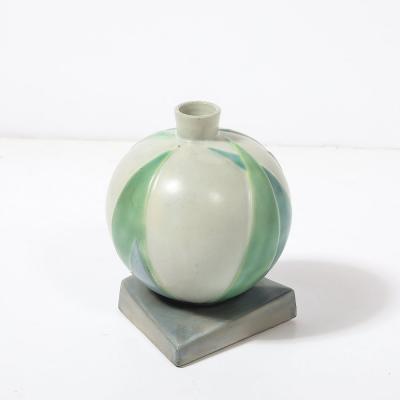 Frank Ferrell Art Deco Roseville Futura Ceramic Vase with Bamboo Leaf Design by Frank Ferrell