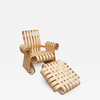 Frank Gehry Power Play Lounge Chair and Ottoman by Frank Gehry for Knoll