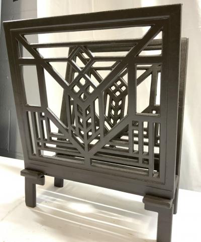 Frank Lloyd Wright FRANK LLOYD WRIGHT STYLE PATINATED METAL MAGAZINE RACK