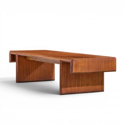 Frank Lloyd Wright Frank Lloyd Wright Taliesin Mid Century Carved Mahogany Bench Coffee Table