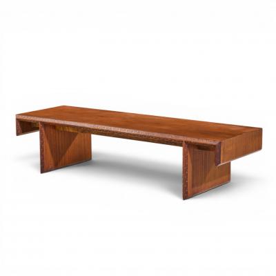 Frank Lloyd Wright Frank Lloyd Wright Taliesin Mid Century Carved Mahogany Bench Coffee Table