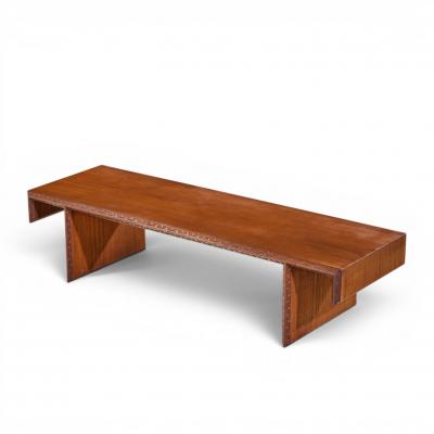 Frank Lloyd Wright Frank Lloyd Wright Taliesin Mid Century Carved Mahogany Bench Coffee Table