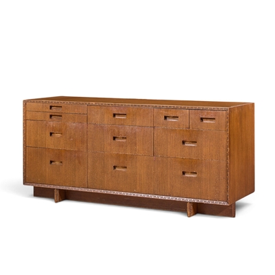Frank Lloyd Wright Frank Lloyd Wright for Henredon Taliesin 11 Drawer Mahogany Lowboy Dresser